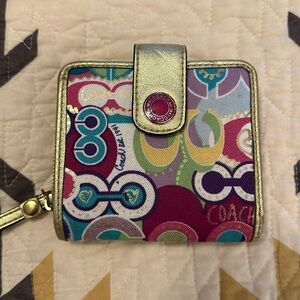 Coach wallet gold, pink and purple